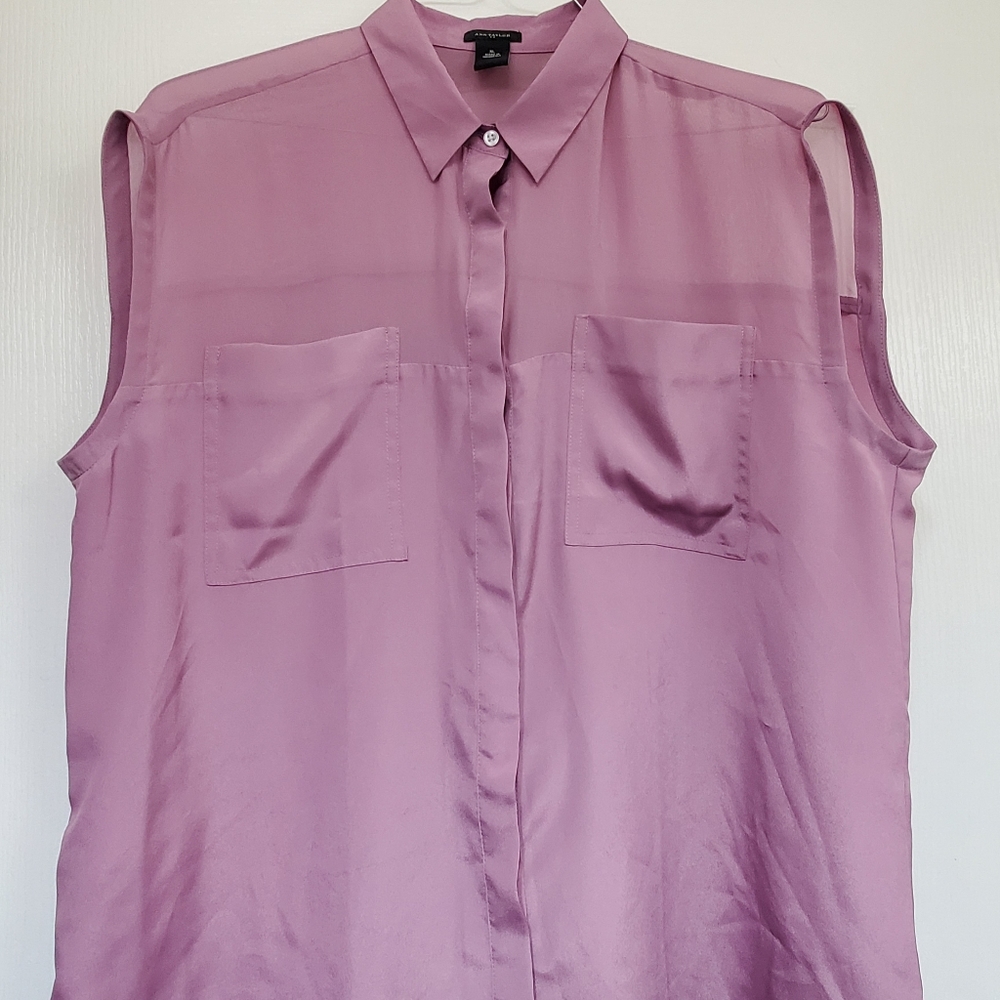 Silk Sleeveless Button Down Shirt